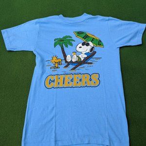 Vintage 1990s Snoopy and Woodstock Cheers Blue Tee